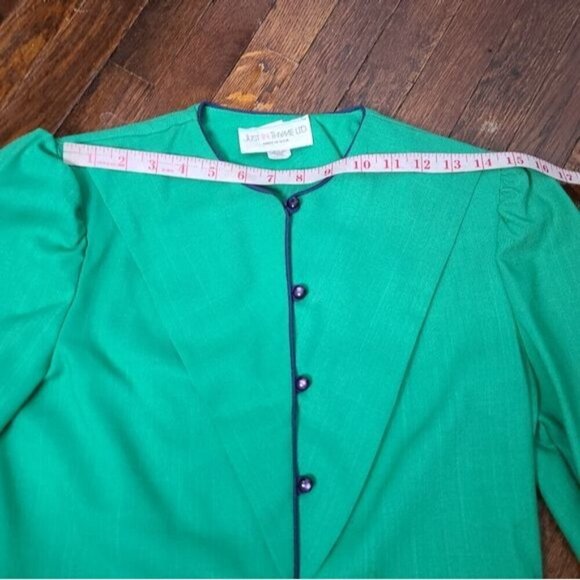 NWT Deadstock Vintage 80s Bright Green Cropped Puff Sleeve Blazer - Picture 11 of 16